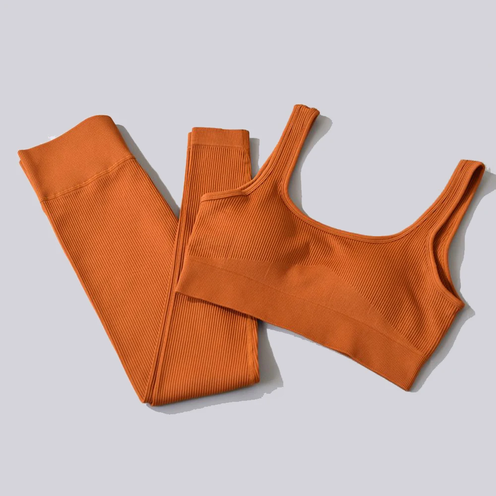 Seamless Yoga Set Women Workout Sportswear Gym Clothing Female Clothes Two Piece Set Women High Waist Legging Sport Bra Crop Top