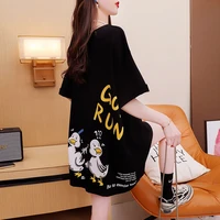 cotton womens cute duck printed short sleeve t shirt korean style round neck loose top kawaii tees harajuku women shirts
