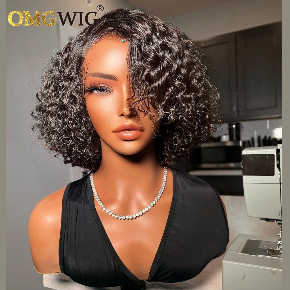 Парик для женщин 13x4 фронтальные короткие кудрявые волосы перуанские натуральные