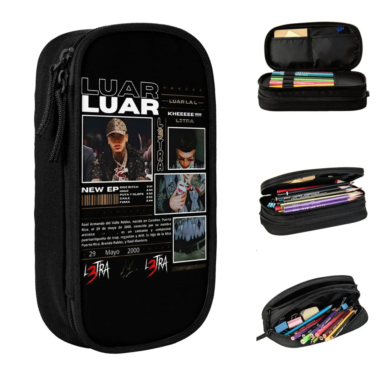 Luar La L Rapper Pen Box Двухслойная большая емкость Офисные аксессуары Сумка-сюрприз в
