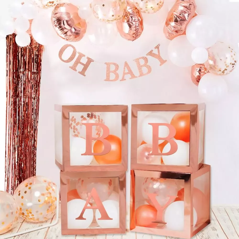 

Rose Gold Transparent Box Balloon Wedding Birthday Party Decoration Kids Baby Shower Box 1st Birthday Engagement Bachelorette