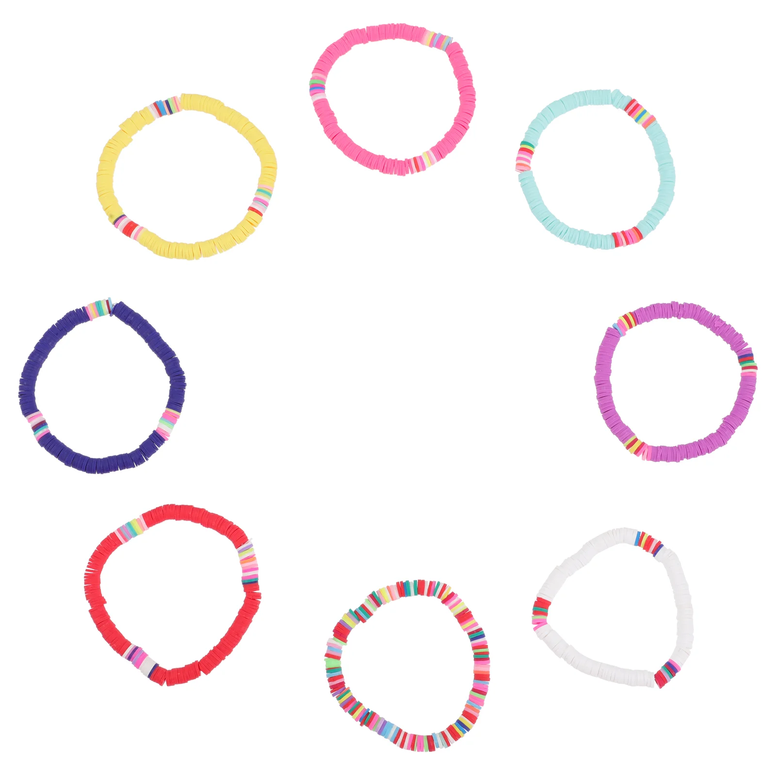 

Bracelet Disc Bead Clay Beaded Vinyl Surfer Stretch Rainbow Bracelets Heishi Summer Flat Stack Womenstackable Beads