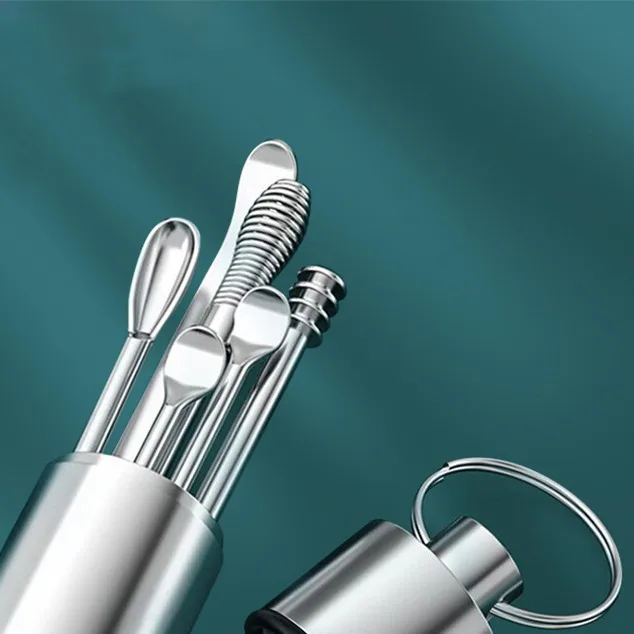 

Stainless steel ear scoop ear picking tool set adult children spiral ear grill ear scoop ear cleaner 6-Piece set