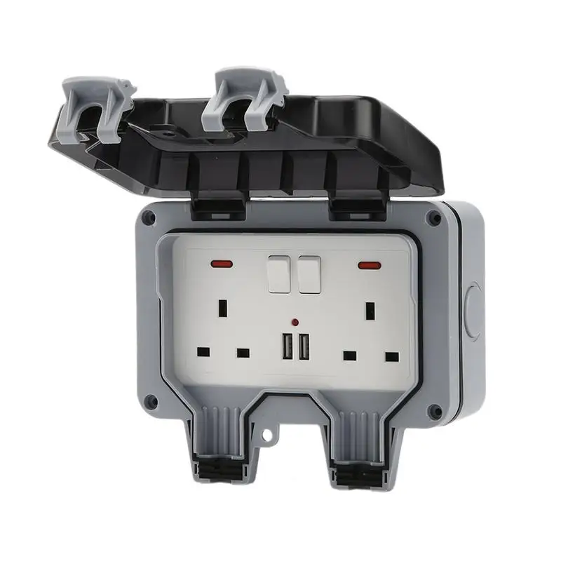 

Outdoor Outlet With Cover IP66 Waterproof Wall Outlet Socket With USB Charging Port Electrical Outlet Cover With Weatherproof