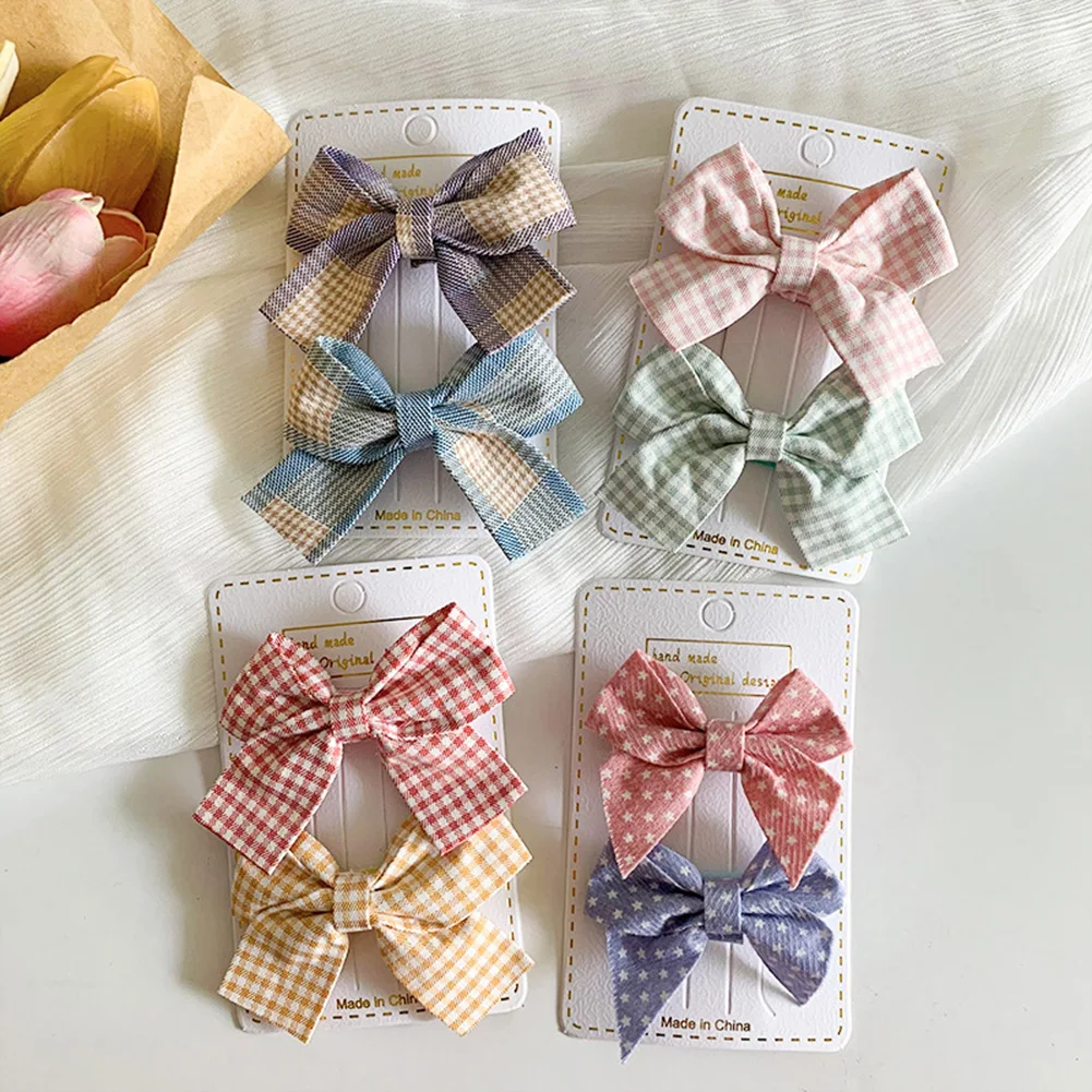 

2PCS Girls Cute Colorful Bow Hairpins Kids Sweet Headband Hair Ornament Bowknot Clips Barrettes Fashion Hair Accessories