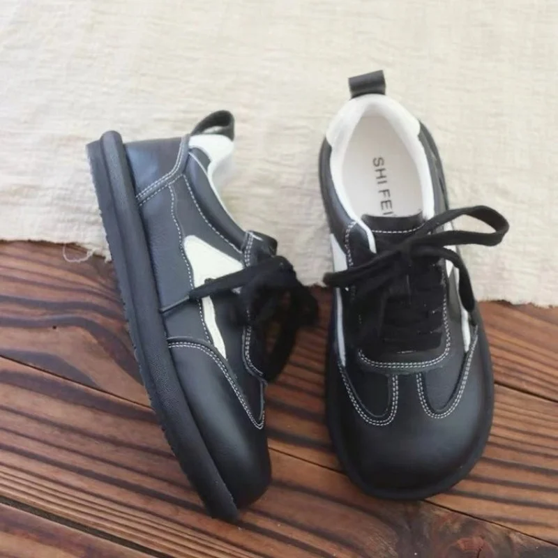 Высококачественные женские кожаные оксфорды на платформе толстые туфли Tottom