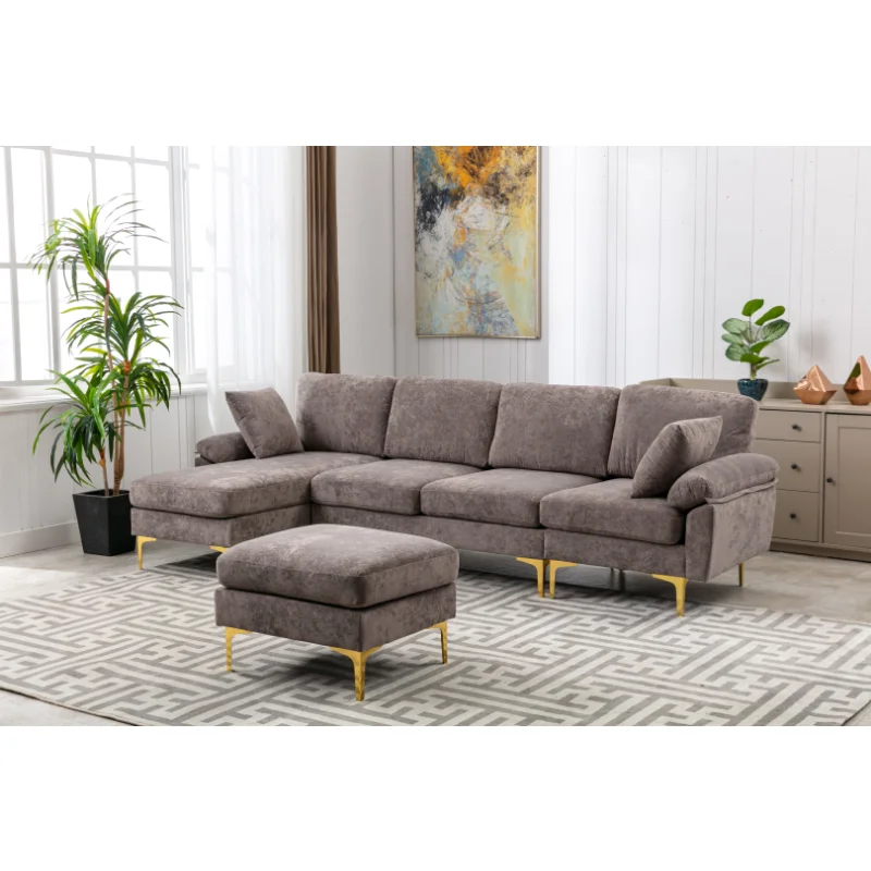

COOLMORE Accent Sofa /Living Room Sofa Sectional Sofa Grey Polyester [US Stock]