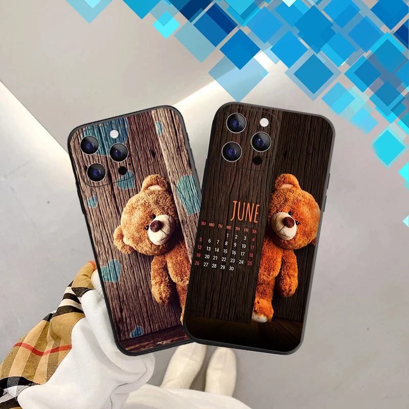 

Cute Luxury Bear Phone Case For iPhone 13 12 11Pro mini 6 6s 7 8Plus X XR XS MAX SE 2020 Soft TPU Funda Silicon Smartphone Coque