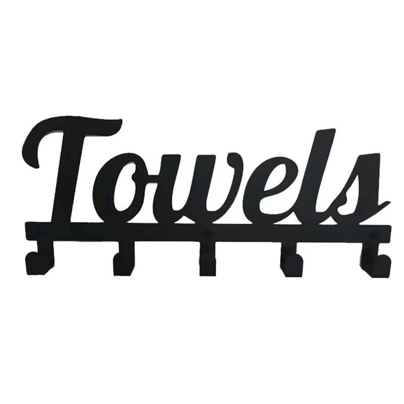 

Настенный настенный держатель для полотенец, быстрая и простая установка, 5 крючков, черный держатель для полотенец для бассейна