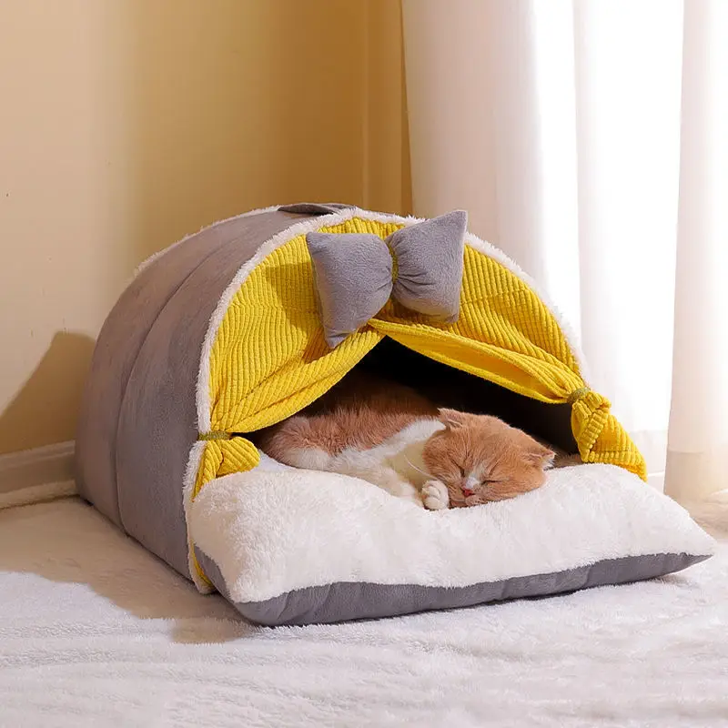 

Cat Bed Winter Thickened Cotton Velvet Bed Large Space Small Dog Cat Deep Sleep Bed Winter Warm Bed