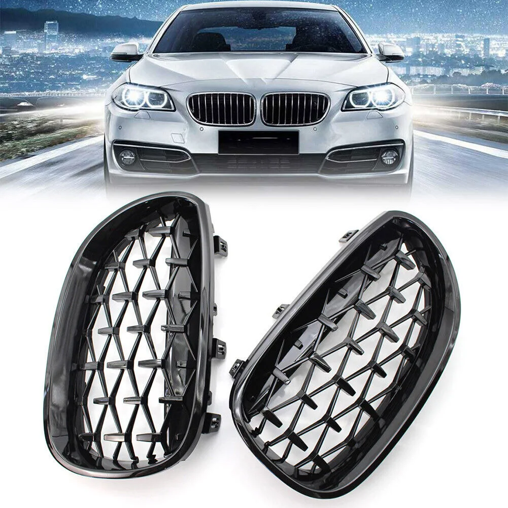 

Fit For BMW E60 2003-2009 5 Series Gloss Black Diamond Meteor Front Kidney Grill Protective Auto Replacement Parts