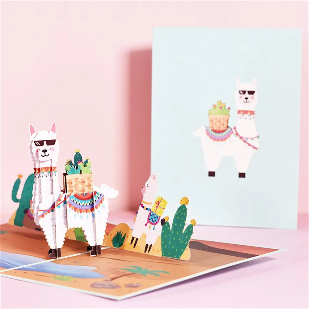 

3D бабочка Колибри Дельфин Альпака день рождения открытка для детей милые животные всплывающие Поздравительные Открытки детские подарки