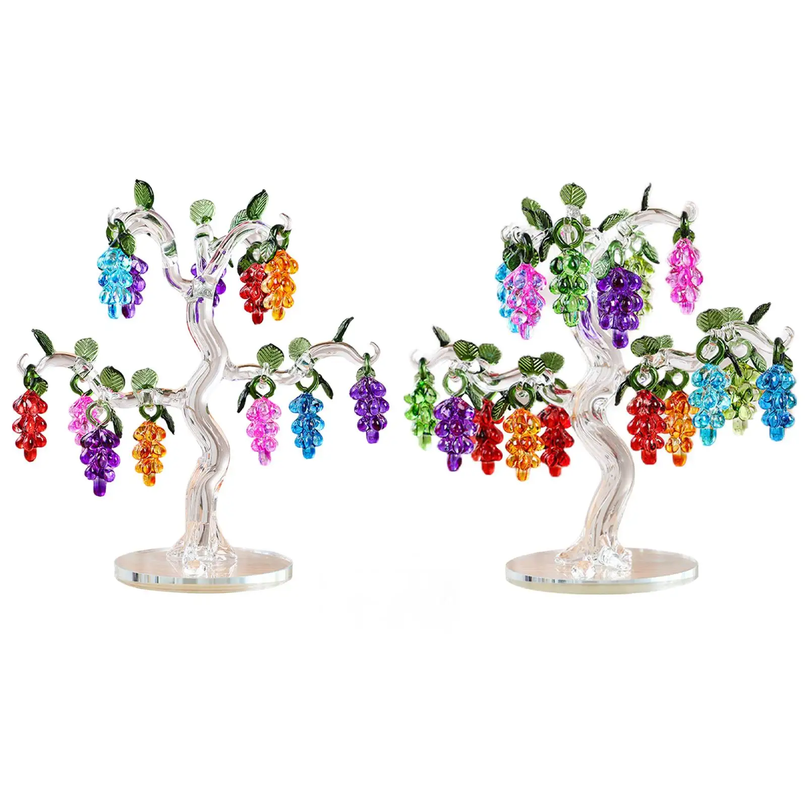 

Crystal Grapes Tree Desktop Good Luck Prosperity Wealth Shelf Souvenirs Gift