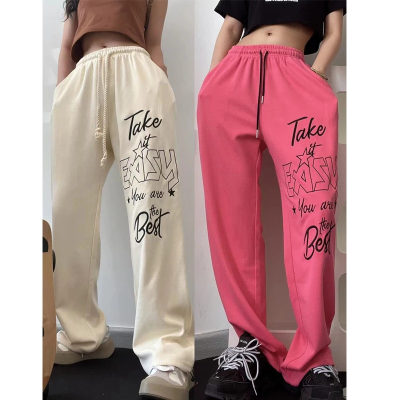 

Spring Summer New Hip-hop Letter Lacing Pants High Waist Versatile Thin Sports Casual Trousers Youth Trend Clothes for Women