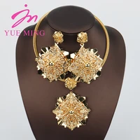 fashion gold color dubai jewelry set for women earrings necklace for women jewelry set ladies banquet dating wedding jewelry