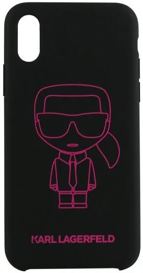 Чехол CG Mobile Karl Lagerfeld Liquid silicone Ikonik outlines Hard для iPhone X/XS цвет Черный/Розовый | Мобильные
