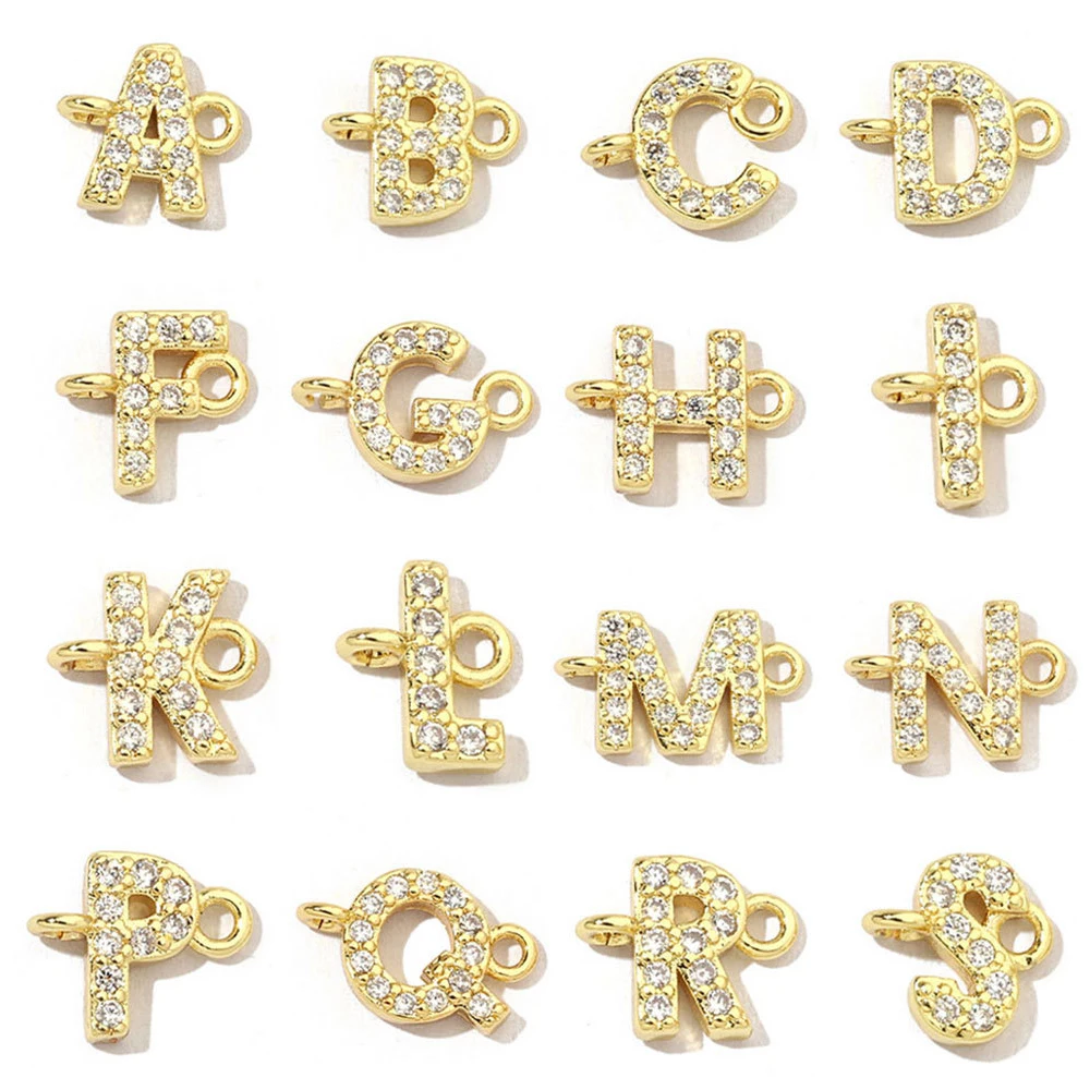 BenS латунь кубический цирконий 26 букв подвески разъемы для DIY аксессуары