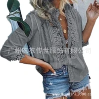 womens fashion sexy lace short sleeve t shirt 2022 spring autumn new casual loose solid color shirt tops