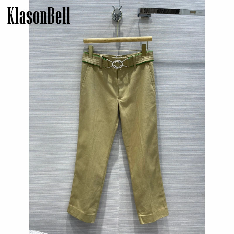 

6.21 KlasonBell With Belt Cotton High Waist Straight Pants Women
