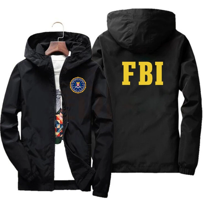 

Fbi Men's Bomber Jacket, Spring and Fall Baseball Jacket, Motorcycle Outdoor Blazer, Oversized Vacation Off-road Trench Coat