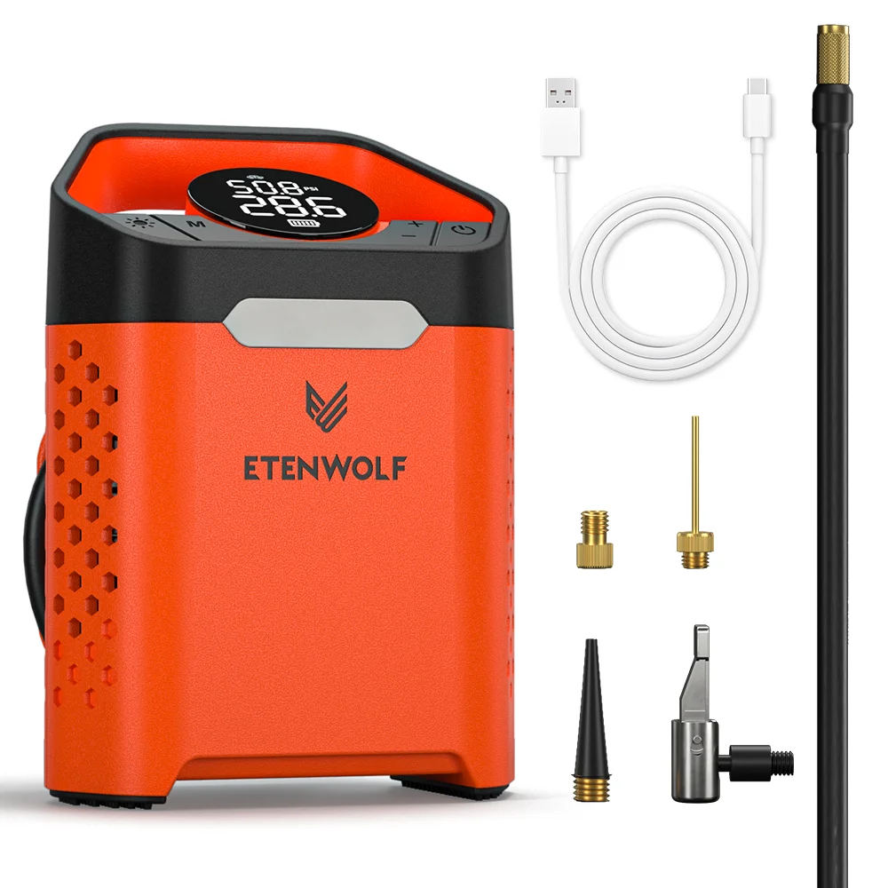 

Новый портативный насос для накачки шин ETENWOLF V3, 160 фунтов на квадратный дюйм, автомобильный компрессор, 100% рабочий цикл, 7800 мАч, воздушный насос для автомобилей, мотоциклов, велосипедов