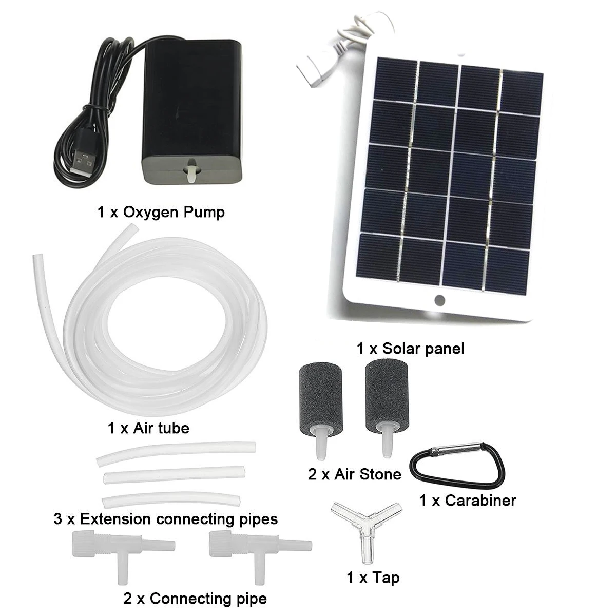 Кислородный насос с солнечной панелью 5 Вт генератор кислорода набор для