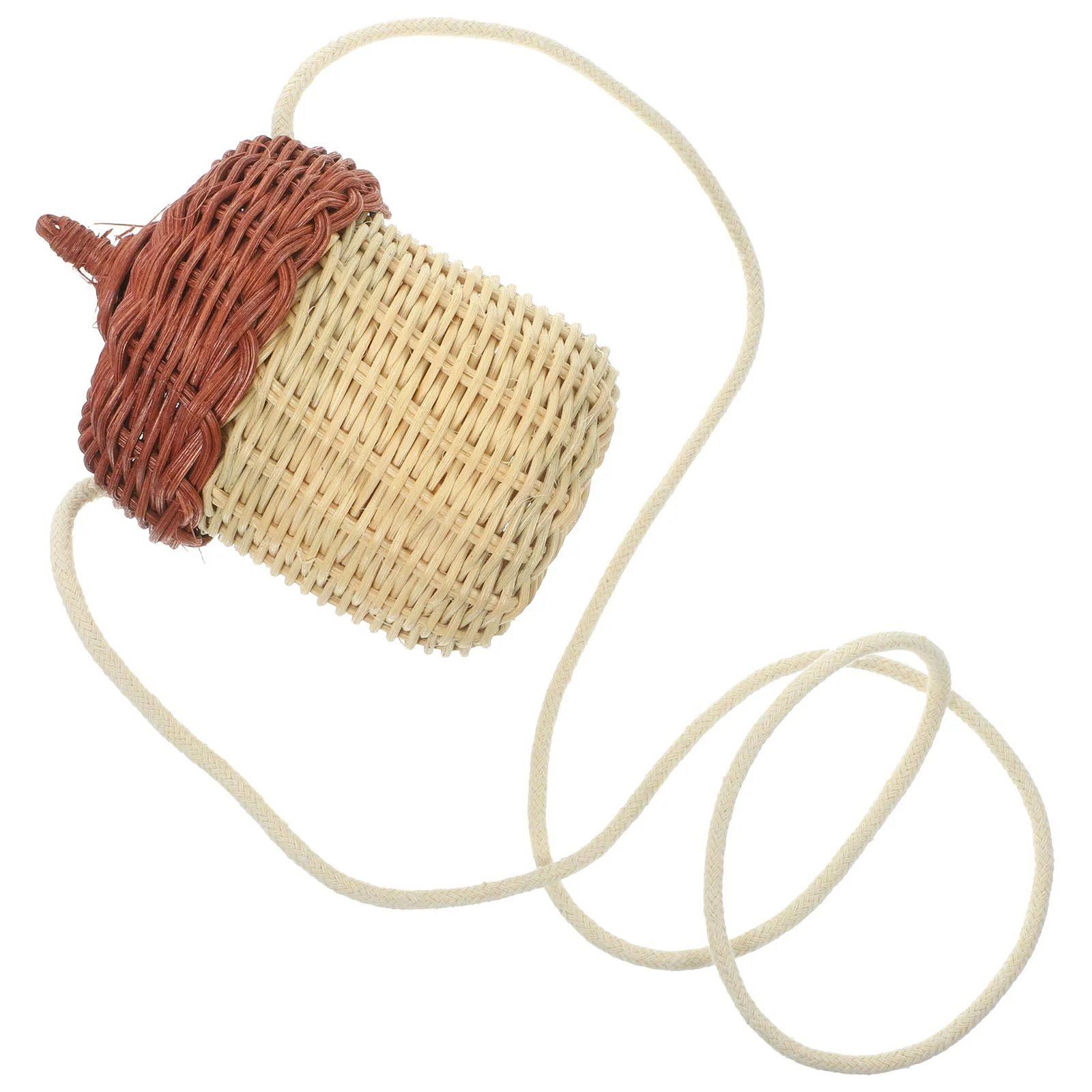 

Decorative Rattan Handbag Toddler Photography Purse Children Prop Girls Acorn Shaped Basket