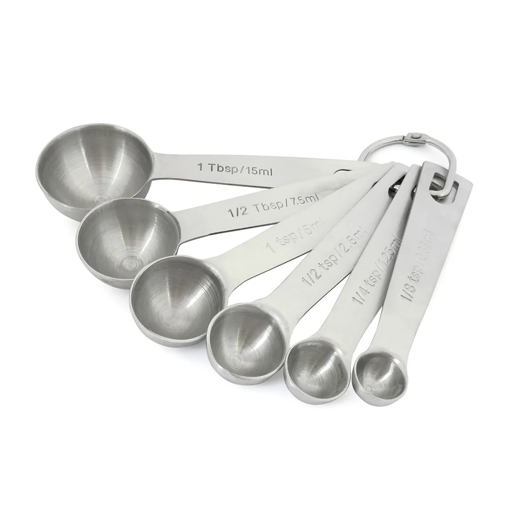 

6pcs/set Mixing Spoon Cooking Lightweight Bakery Tool Kitchen Supplies Easy Clean Food Volume Useful With Scale Measuring Spoon