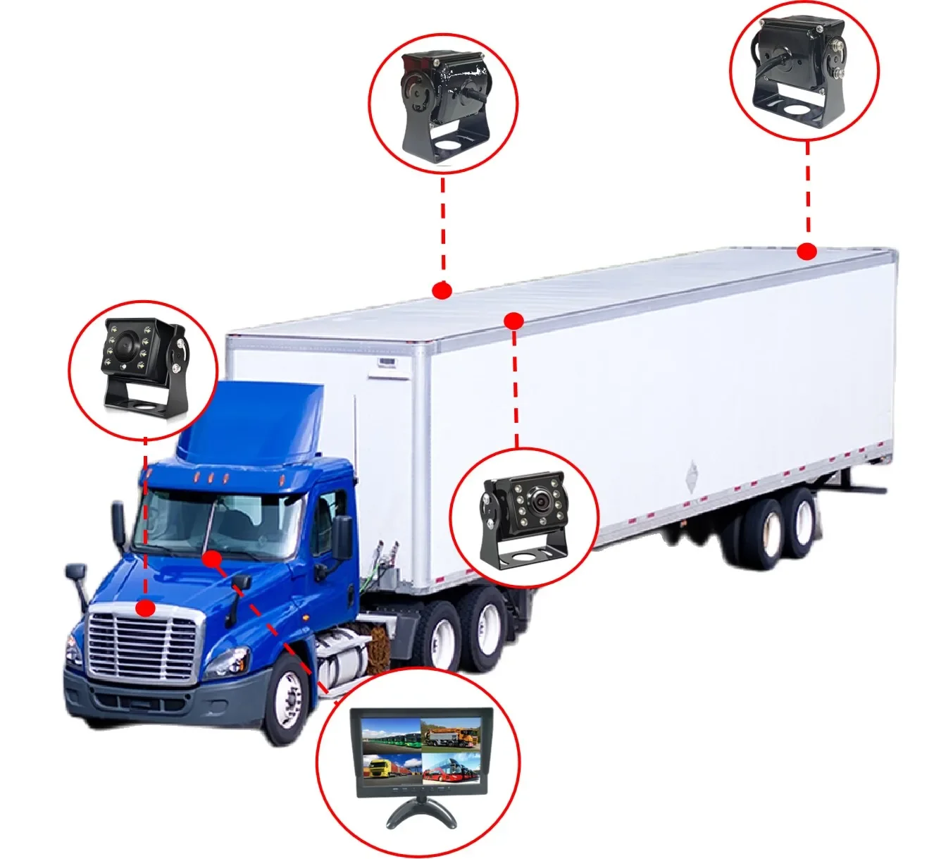 10 1-дюймовый 4-канальный 1080P ночного видения реверсивная резервная камера DVR