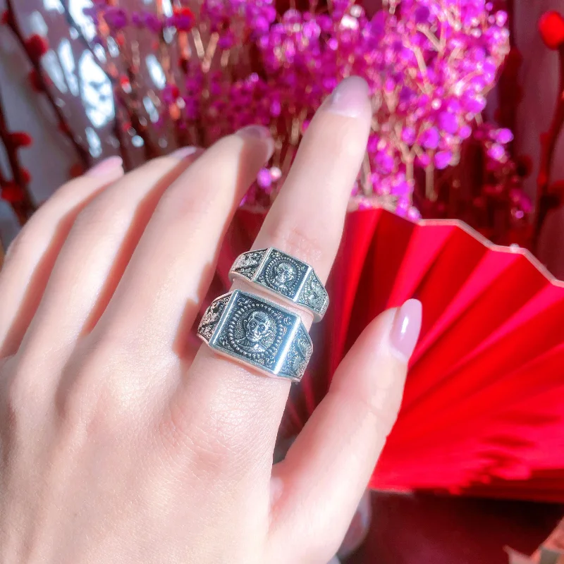 

RJ серебряный цвет Тайский ручной работы кольцо трендовая Будда серия Taige Rui 2559 собственное кольцо 859 счастливый подарок новые кольца для женщин