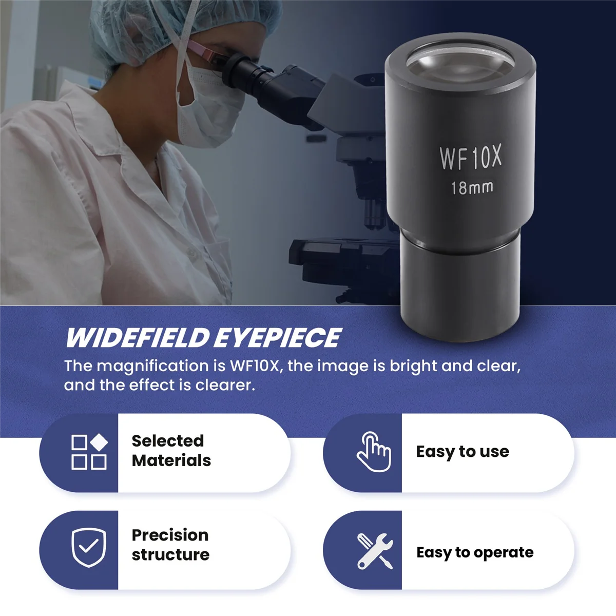 10X окуляр микроскопа широкоугольные оптические линзы адаптер полевые 18 мм