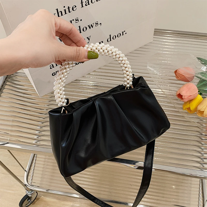Fashion Pearl Handle Women Dinner Clutch Purse Handbags Luxury Design Ladies Square Shoulder Bags Female Small Messenger Bag