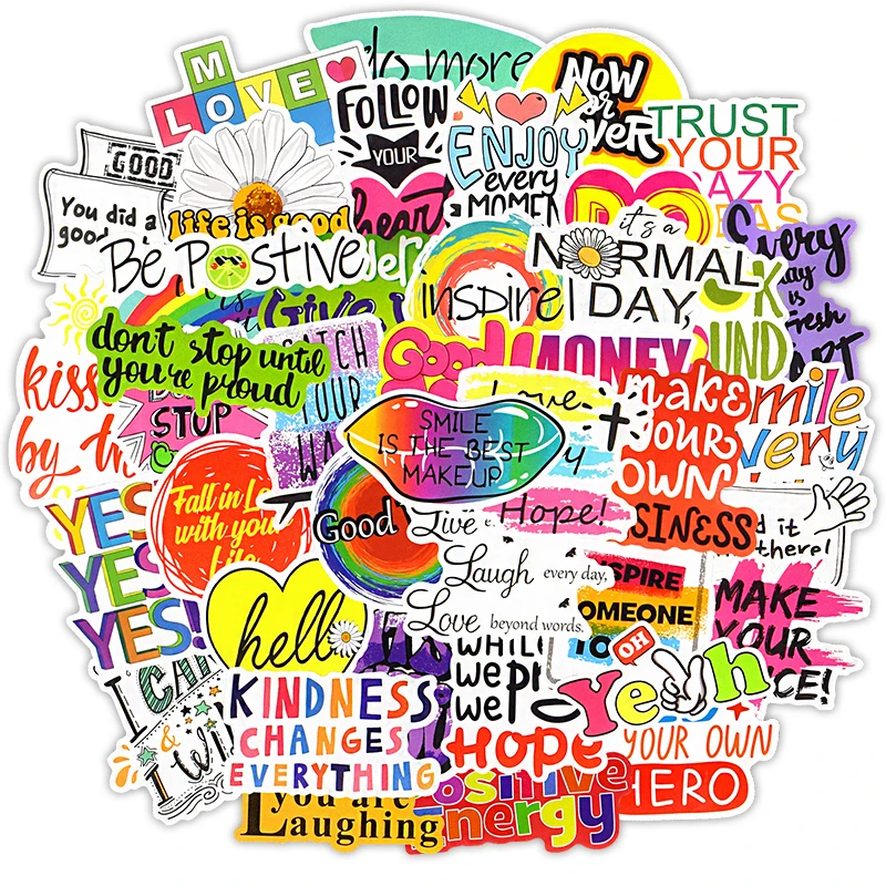 

50pcs Car Personality Sticker Laptop Inspirational English Sentence Graffiti Stickers Auto Motorcycle Body Graffiti Sticker