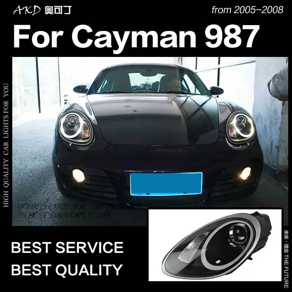 Передняя лампа AKD для Porsche Cayman 987 фары 2005-2008 бокс головного света верхний и нижний