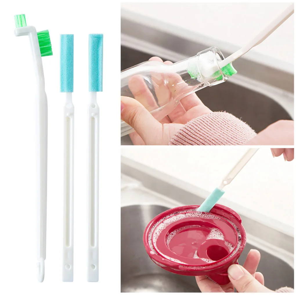 

3Pcs Bottles Brush Set Long Handle Small Washing Stick Kitchen Sink Bathroom Scrub Cup Brush Bottles Brush Cleaning Tool