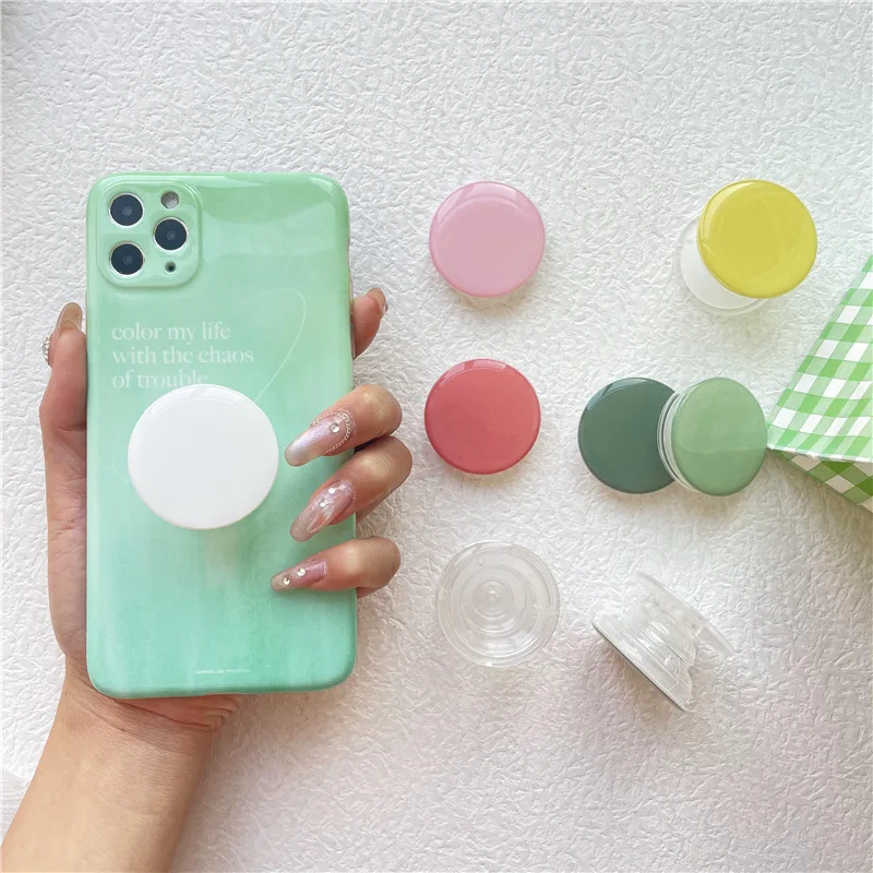 

Popular Finger Grip Phone Holder Socket Multicolor Macaron For Cellphone Accessories Transparent Back Cover Fold Stands Sticker