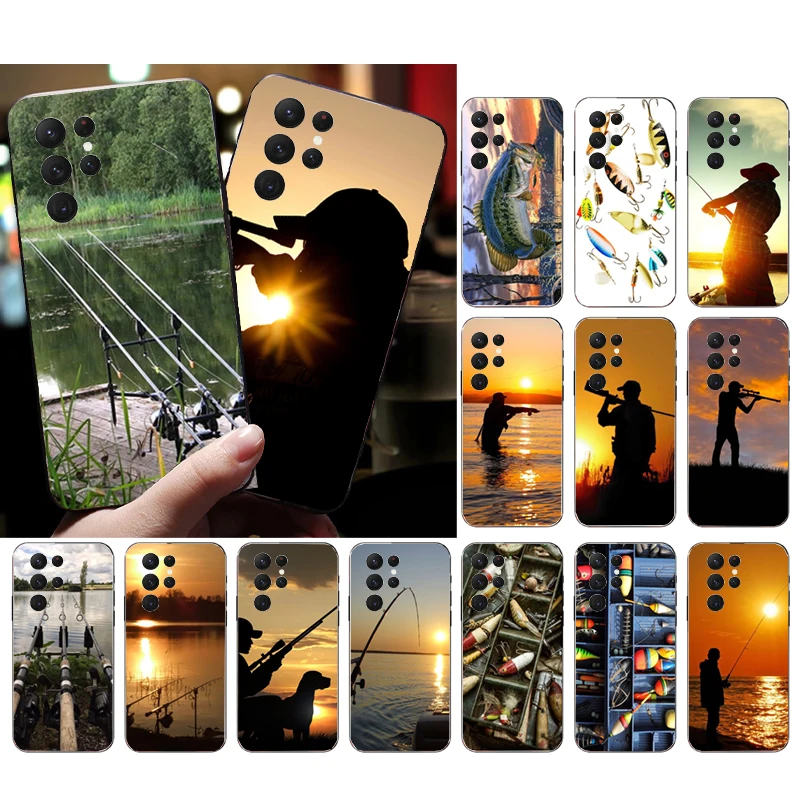 

Phone Case for Samsung Galaxy S23 S22 S21 S20 Ultra S20 S22 S21 S10 S9 Plus S10E S20FE Fishing Sunset Fisherman Hunting Man Case