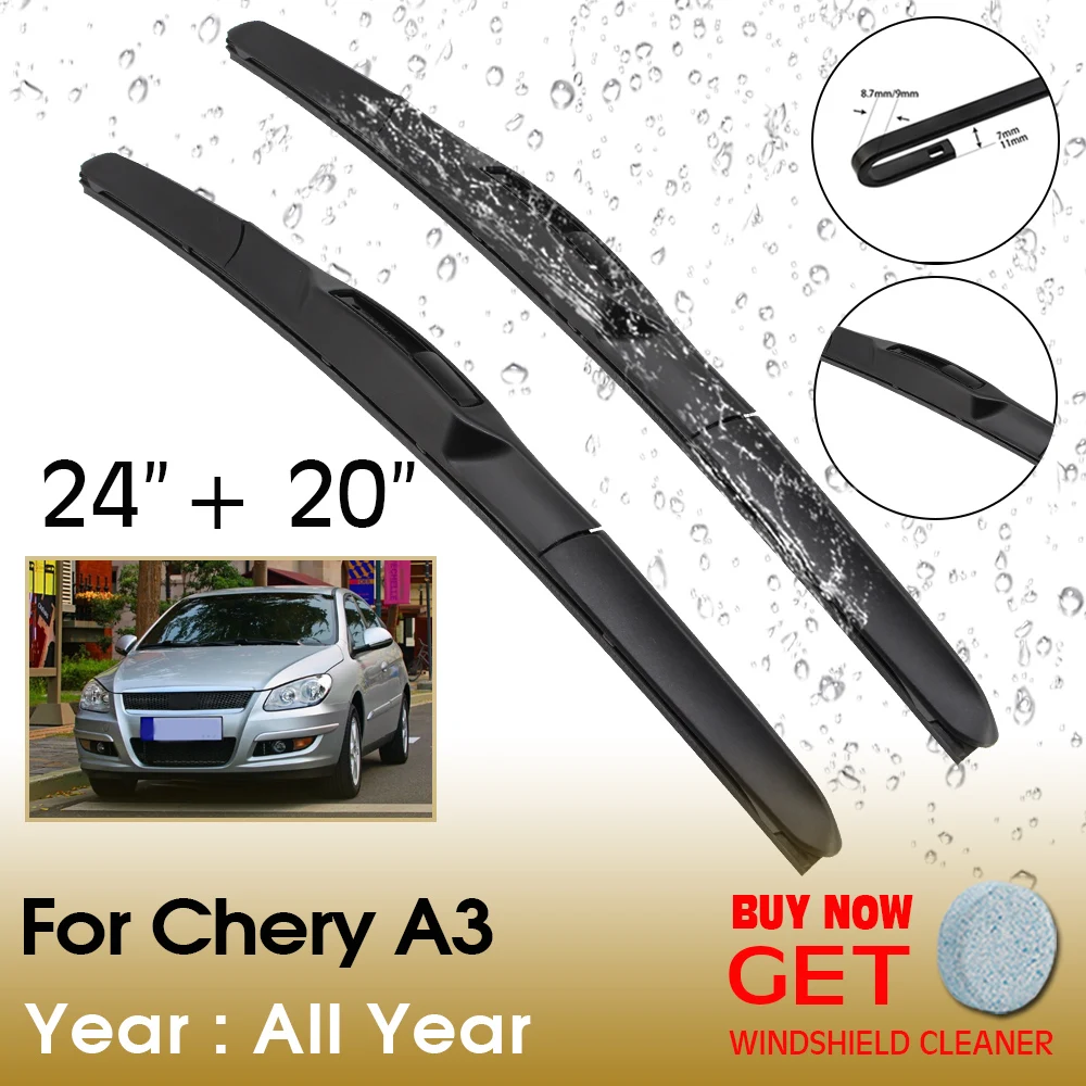 

Car Wiper Blade For Chery A3 24"+20" All Year Front Window Washer Windscreen Windshield Wipers Blades Accessories