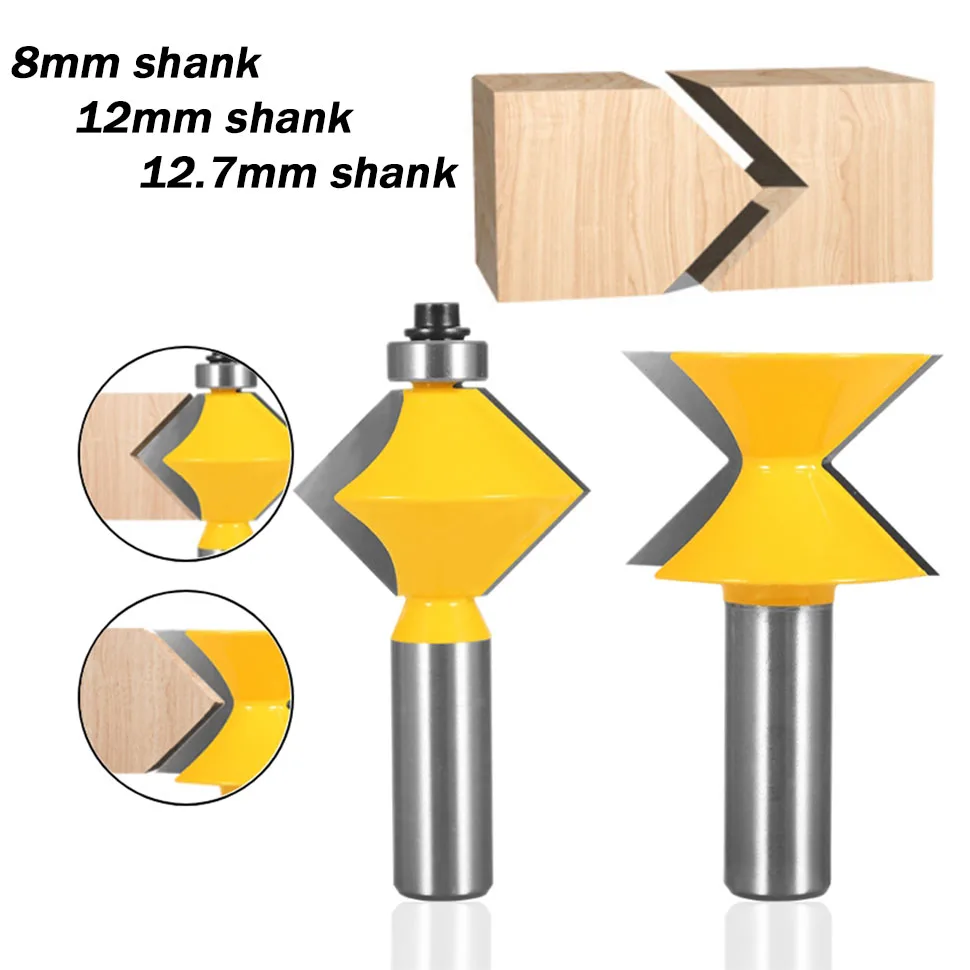 

2Pcs 8mm 12mm 1/2" Shank Router Bit Set 90 Degree Woodworking Groove Chisel Cutter Tool