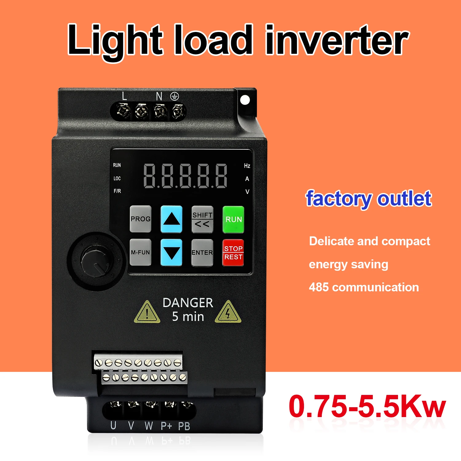 superior quality Light load 0.75/1.5/2.2/4/5.5KW single-phase 220V three-phase 380V inverter motor governor