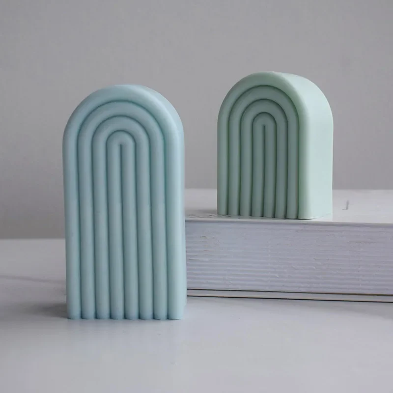 DIY Rainbow Striped Arch Candle Silicone Mold Crystal Drop Glue Aromatherapy Decoration Mould Geometric Plaster
