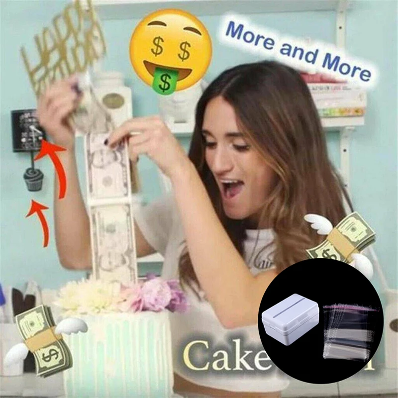 

Surprise Birthday Cake Topper Money Box Cake-ATM Happy Birthday Withdraw money