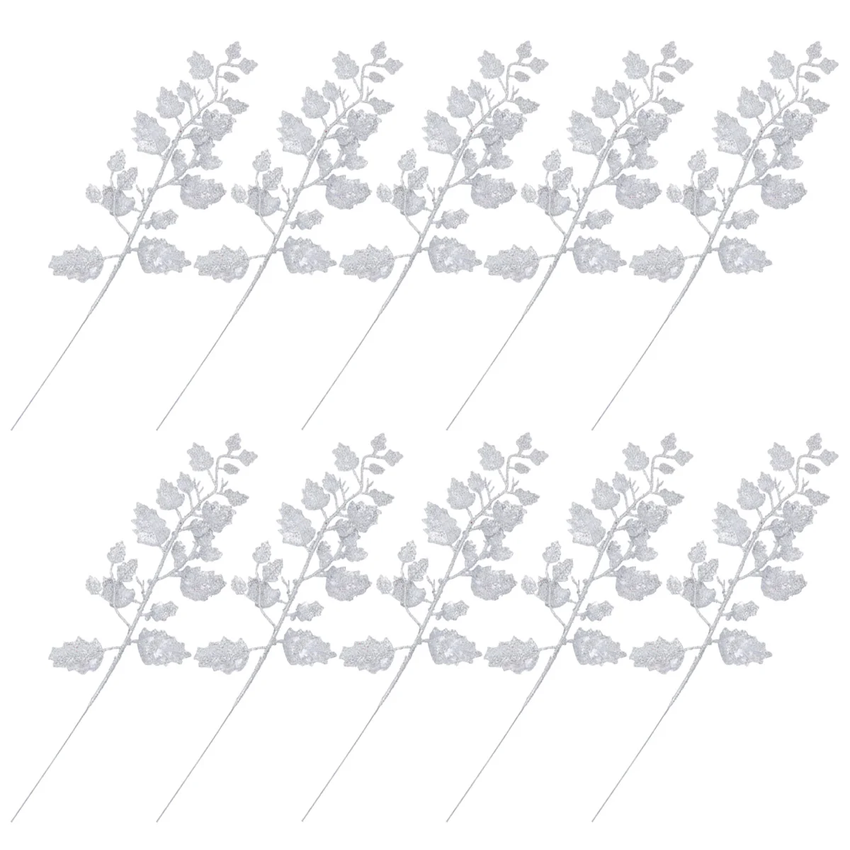 

Christmas Leaves Glitter Artificial Tree Stem Leaf Xmas Fake Holly Faux Flower Branches Simulated Branch Pick
