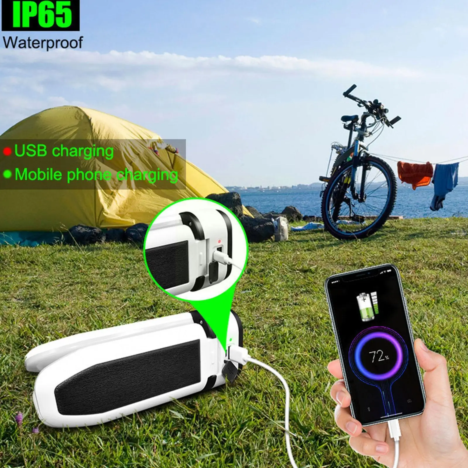 

Portable 60 Led Outdoor Camping Lights Folding Three Lights Solar/usb Lamp Rechargeable Workshop Bulb Leaves Emergency Equi Z3u5