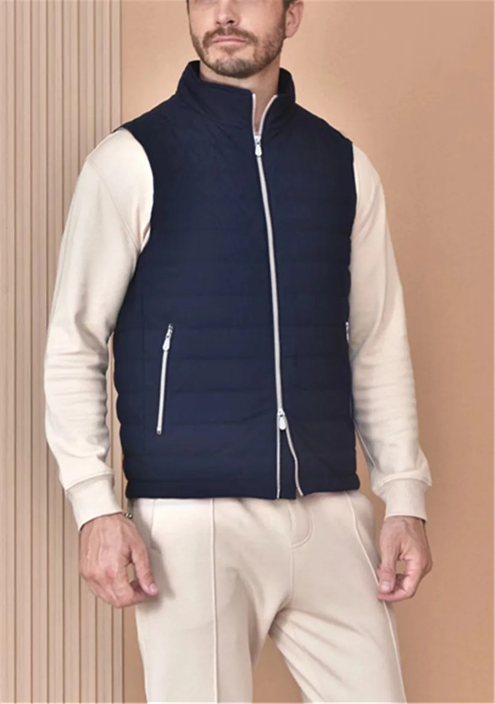 Зимний мужской легкий пуховый жилет B * C с воротником-стойкой теплая куртка без