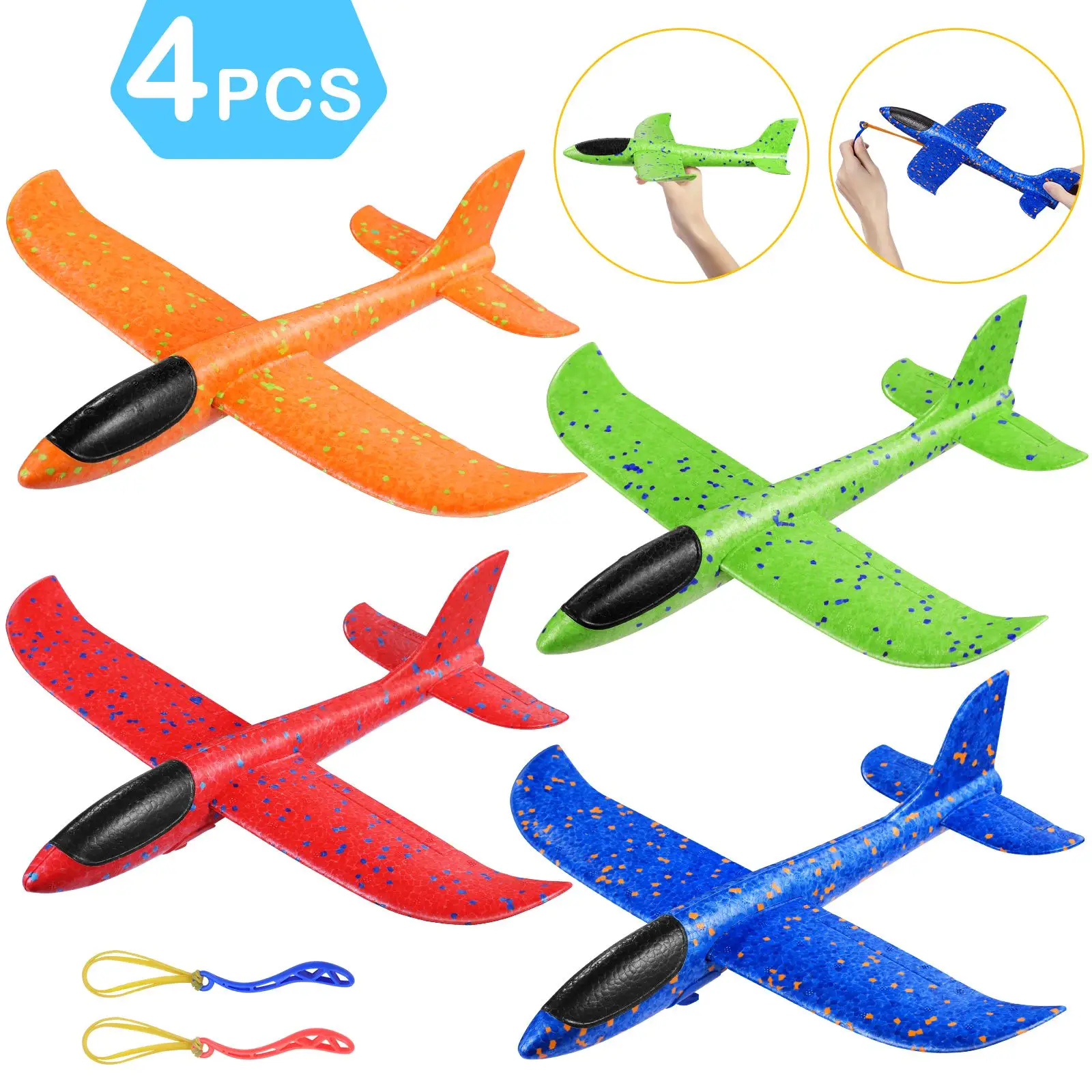 

iBaseToy 4pcs Assembly Flying Glider Plane Lightweight Airplanes Educational Kids Toys Party Playing Favors