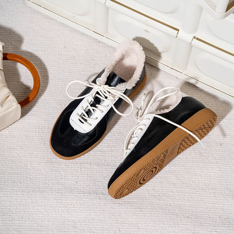 2024 зимние немецкие тренировочные женские повседневные теплые туфли из овчины на