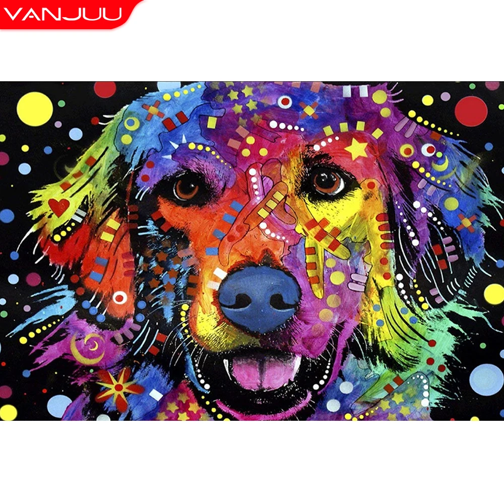 

Colorful Dog 5D DIY Diamond Painting Animal Diamond Mosaic Cross Stitch Kits Diamond Art Decorative Paintings Children's Gifts
