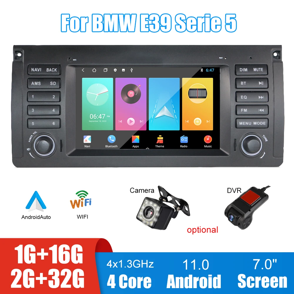 

7inch Screen Car MP5 Player WiFi Bluetooth Android Audio GPS Navigation Stereo 1G+16G 2G+32G 12V Auto Radio For BMW E39 Serie 5
