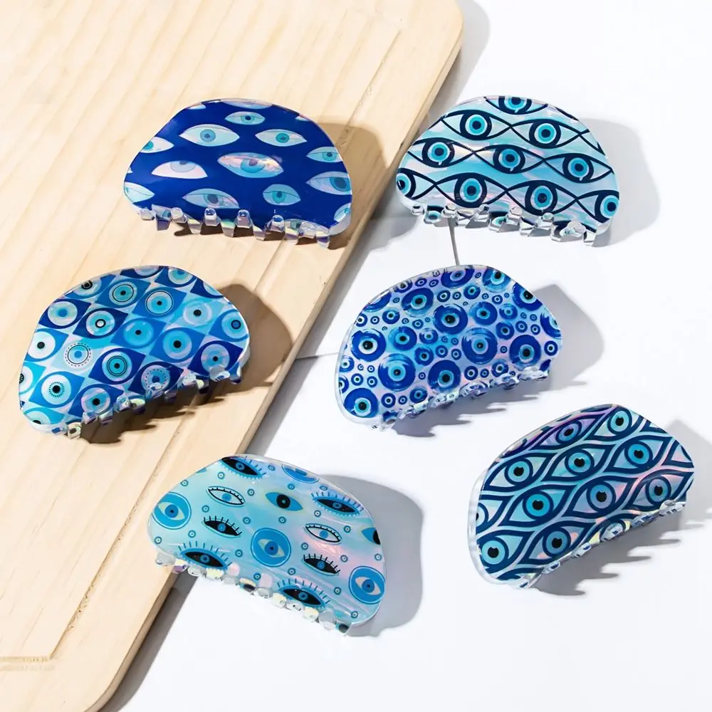 Креативная заколка для волос из ПВХ с синим демоническим глазом и когтями в